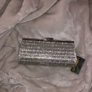 nwt silver embellisher clutch